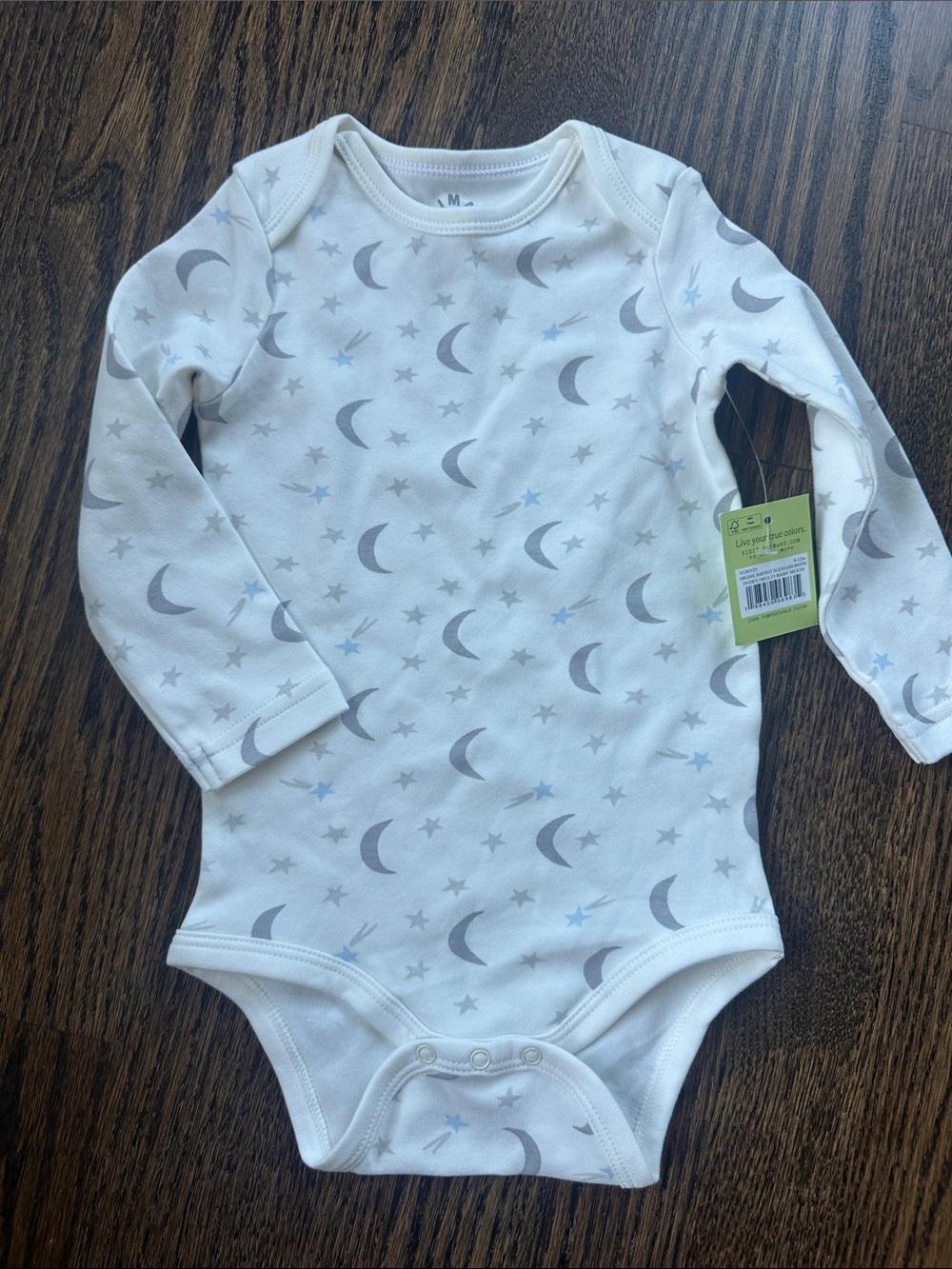 Baby Long-Sleeve Moon & Stars 1-Piece Bodysuit - Primary 9-12 months NWT
